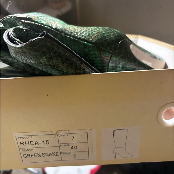 Green Snakeskin Over-the-Knee Boots - Picture 3 of 5